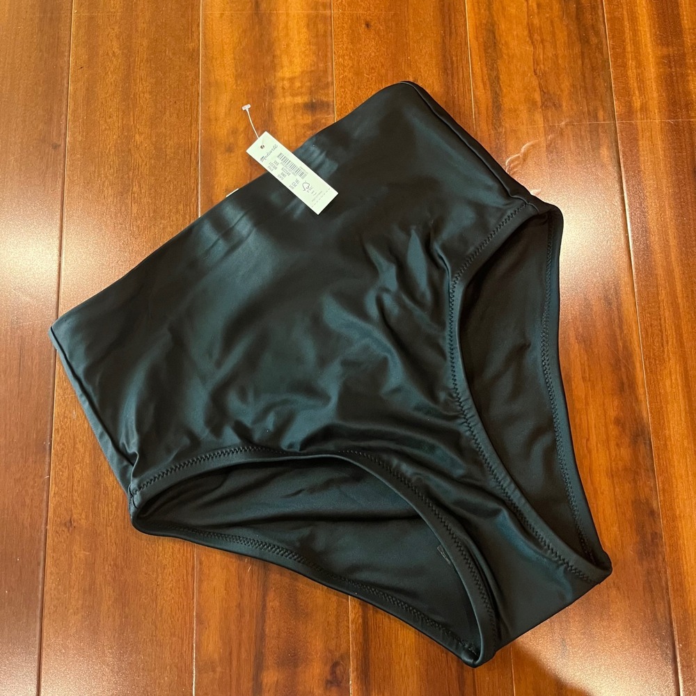 Madewell Black Bikini Swim Bottom High-Waisted Solid‎ MD331 New NWT Size XXS 2XS
